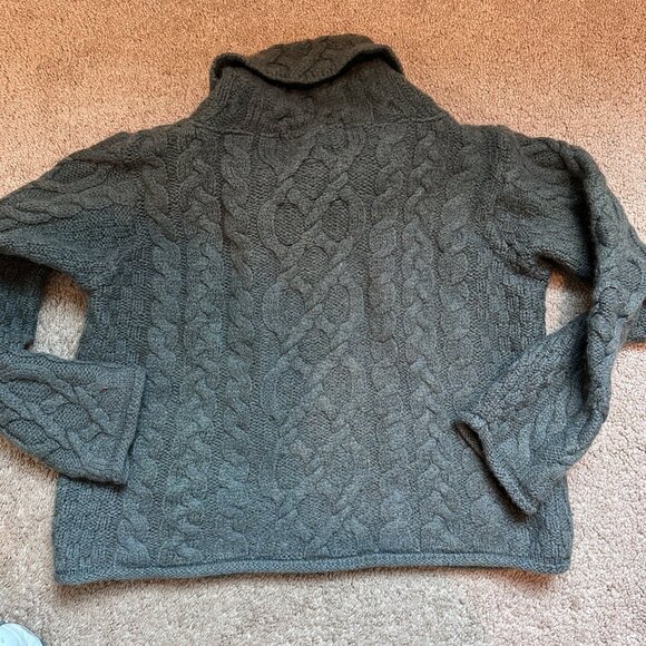 Inis Crafts Sweater Womens Small Irish Merino Wool Cable Knit Turtleneck Chunky - Picture 2 of 6